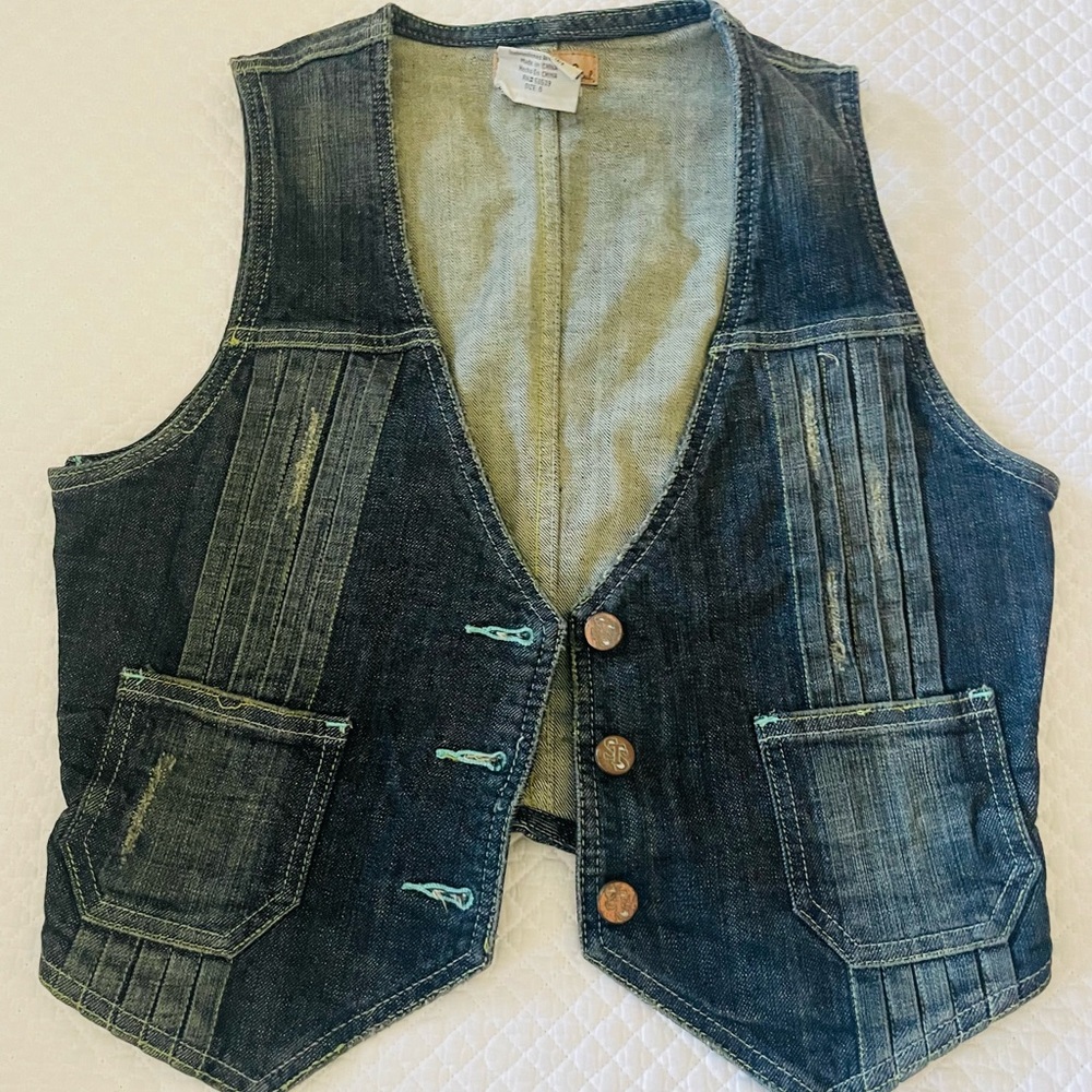 Denim Vest with Button Closure